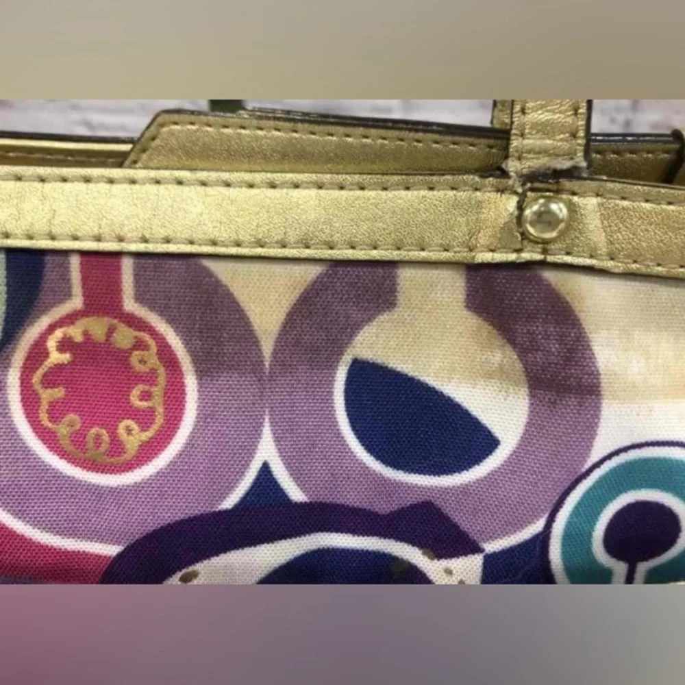 COACH Poppy Rainbow Pop Glam Multicolor Signature Cs Double Strap Shoulder Bag